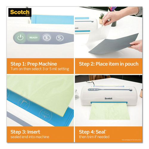 Image of ScotchÂ® Laminating Pouches, 5 Mil, 3.75" X 2.38", Gloss Clear, 100/pack