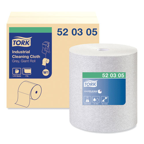 Image of Tork® 520305 Industrial Cleaning Cloths, 1-Ply, 12.6 X 13.3, Gray, 1,050 Wipes/roll