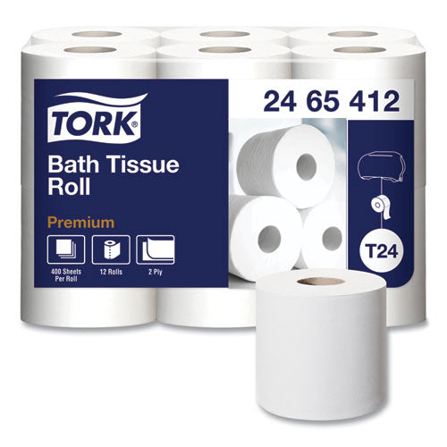 Image of Tork® 2465412 Premium Poly-Pack Bath Tissue, Septic Safe, 2-Ply, White, 400 Sheets/Roll, 12 Rolls/Pack, 4 Packs/Carton