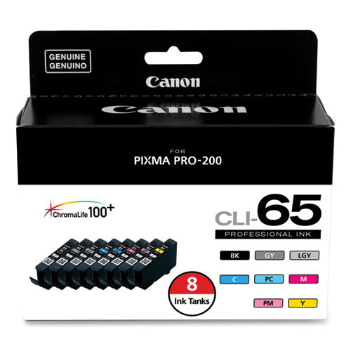 Image of Canon® 4215C007 4215c007 (cli-65) Ink, Black/cyan/gray/light Gray/magenta/photo Cyan/photo Magenta/yellow, 8/pack
