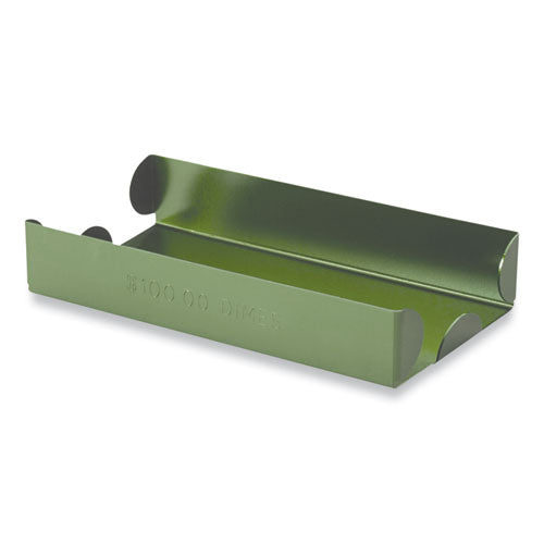 Image of CONTROLTEK® 560067 Metal Coin Tray, Accommodates $100 in Dimes, 3.5" x 10" x 1.75", Green