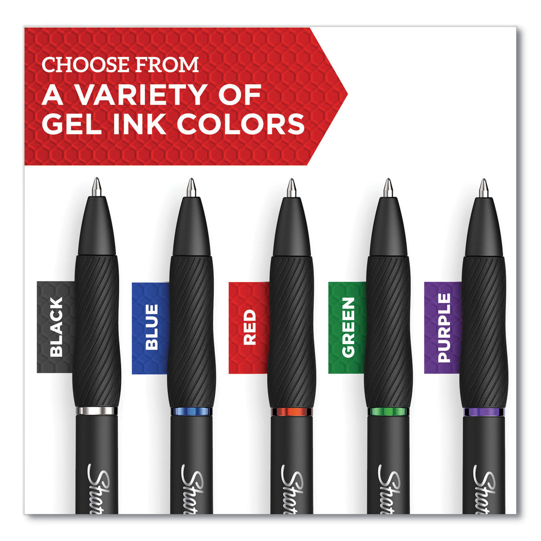 Image of Sharpie® S-Gel 2096172 S-Gel High-Performance Gel Pen, Retractable, Medium 0.7 Mm, Blue Ink, Black Barrel, 4/pack