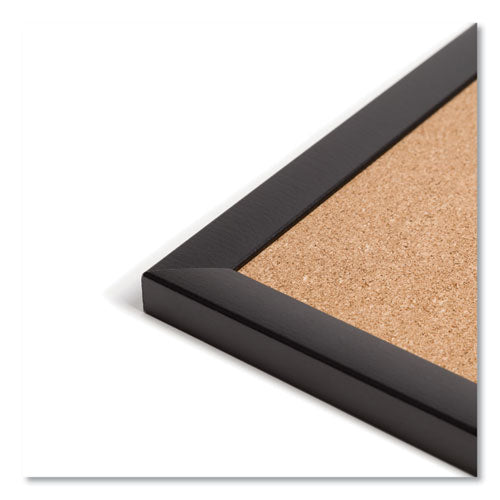 Image of U Brands Cork Bulletin Board, 48" x 36" (Actual Size: 47" x 35"), Tan Surface, Black Wood Frame