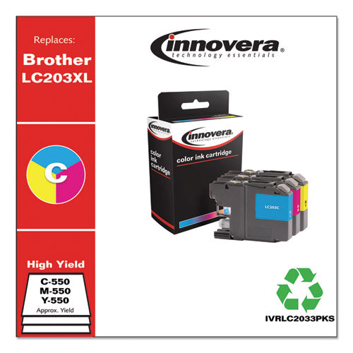Image of Innovera® IVRLC2033PKS Remanufactured Cyan/Magenta/Yellow High-Yield Ink, Replacement for LC2033PKS, 550 Page-Yield