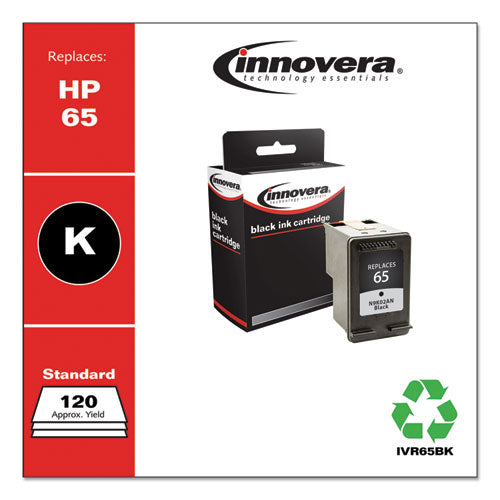 Image of Innovera® IVR65BK Remanufactured Black Ink, Replacement for 65 (N9K02AN), 120 Page-Yield