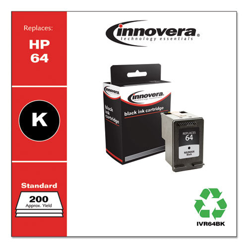 Image of InnoveraÂ® Remanufactured Black Ink, Replacement for 64 (N9J90AN), 200 Page-Yield