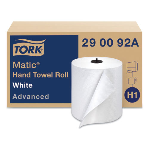 Image of Tork® 290092A Advanced Matic Hand Towel Roll, 2-Ply, 7.7" x 525 ft, White, 643/Roll, 6 Rolls/Carton