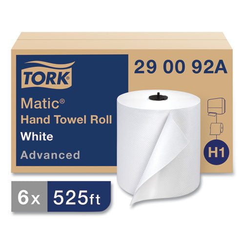 Image of Tork® 290092A Advanced Matic Hand Towel Roll, 2-Ply, 7.7" x 525 ft, White, 643/Roll, 6 Rolls/Carton