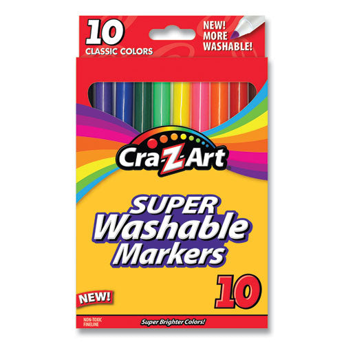 Image of Cra-Z-Art® 1016148 Super Washable Markers, Fine Bullet Tip, Assorted Colors, 10/set