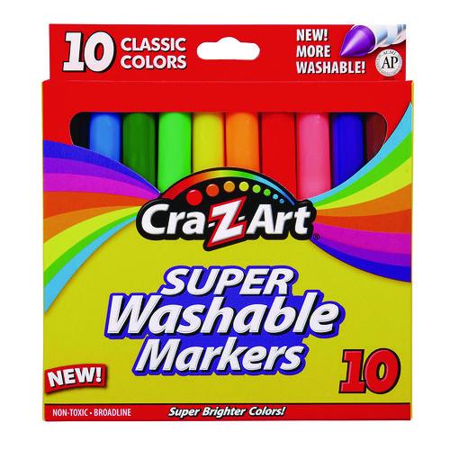 Image of Cra-Z-Art® 1000224 Super Washable Markers, Broad Bullet Tip, Assorted Colors, 10/set