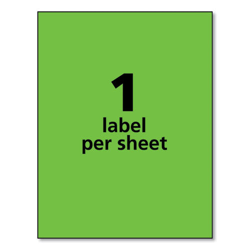 Image of Avery® 5940 High-Visibility Permanent Laser ID Labels, 8.5 x 11, Neon Green, 100/Box