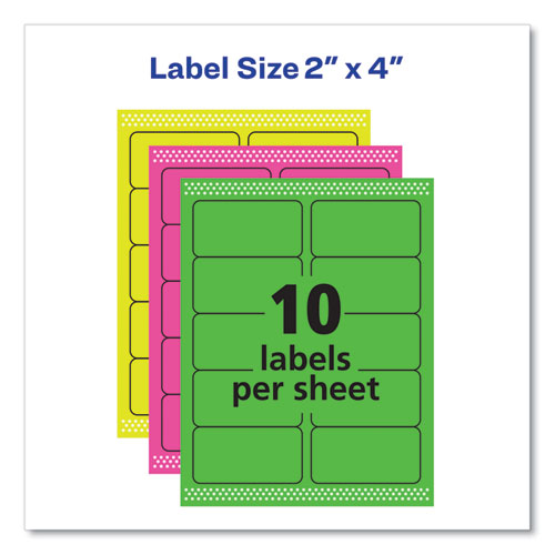 Image of Avery® 5964 High-Visibility Permanent Laser Id Labels, 2 X 4, Neon Assorted, 1000/box