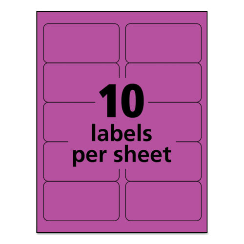 Image of Avery® 05974 High-Visibility Permanent Laser Id Labels, 2 X 4, Neon Magenta, 1000/box