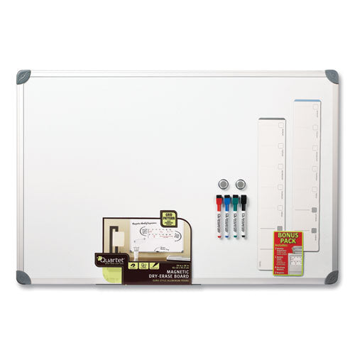 Image of QuartetÂ® Euro-Style Magnetic Dry-Erase Aluminum Frame Boards, 36" x 24", White Surface, Satin Aluminum Frame