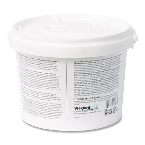 Image of Wexford Labs 3130B400DEA CleanCide Disinfecting Wipes, 1-Ply, 8 x 5.5, Fresh Scent, White, 400/Tub