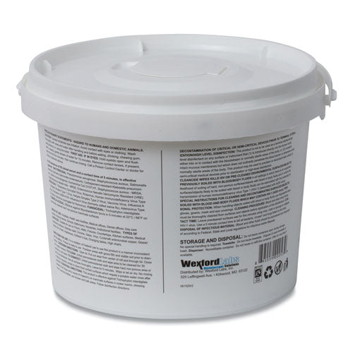 Image of Wexford Labs 3130B400DCT CleanCide Disinfecting Wipes, 1-Ply, 8 x 5.5, Fresh Scent, White, 400/Tub, 4 Tubs/Carton