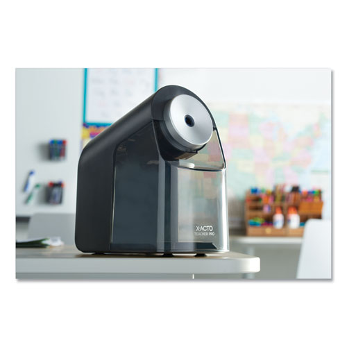 Image of X-ACTO® 1675X Model 1675 Teacherpro Classroom Electric Pencil Sharpener, Ac-Powered, 4 X 7.5 X 8, Black/silver/smoke