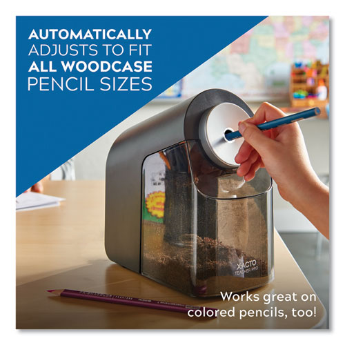 Image of X-ACTO® 1675X Model 1675 Teacherpro Classroom Electric Pencil Sharpener, Ac-Powered, 4 X 7.5 X 8, Black/silver/smoke