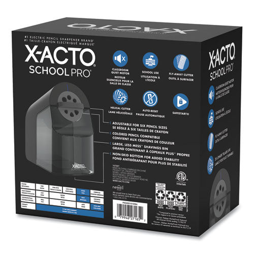 Image of X-ACTO® 1670X Model 1670 School Pro Classroom Electric Pencil Sharpener, Ac-Powered, 4 X 7.5 X 7.5, Black/gray/smoke