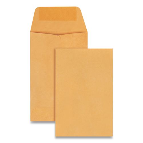 Image of Quality Park QUA50160 Kraft Coin and Small Parts Envelope, #1, Extended Square Flap, Gummed Closure, 2.25 x 3.5, Brown Kraft, 500/Box