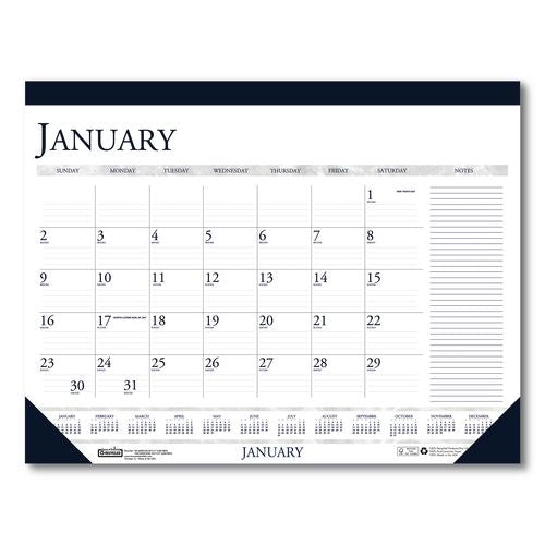 Image of House of Doolittle Recycled Two-Color Monthly Desk Pad Calendar with Notes Section, 22 x 17, Blue Binding/Corners, 12-Month (Jan-Dec): 2026