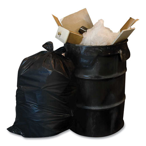 Image of Berry Plastics WTCON42GAL Heavy-Duty Low-Density Wing Tie Contractor Bags, 42 gal, 3 mil, 32.75" x 45.13", Black, 20 Bags/Roll, 4 Rolls/Carton