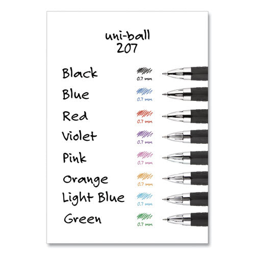 Image of uniball® 45532PP Signo 207 Gel Pen, Retractable, Medium 0.7 mm, Blue Ink, Smoke/Black/Blue Barrel, 4/Pack