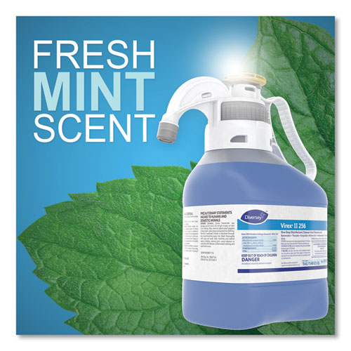 Image of Diversey 5019317 Virex II 256 One-Step Disinfectant Cleaner Deodorant, Mint Scent, 1.4 L SmartDose, 2/Carton