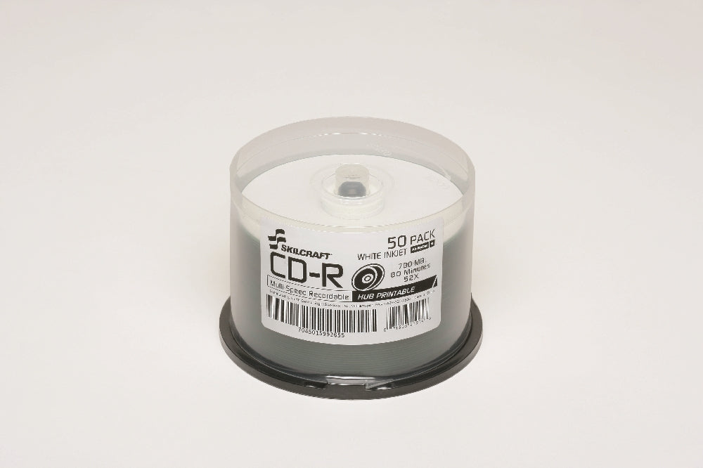 Image of SKILCRAFT® Inkjet Printable Compact Disc, Recordable, 50/Package, Case of 12 Packages