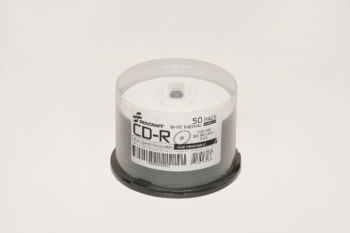 Image of SKILCRAFT® White Thermal Printable CD-R Discs, 50/Package, Case of 5 Packages