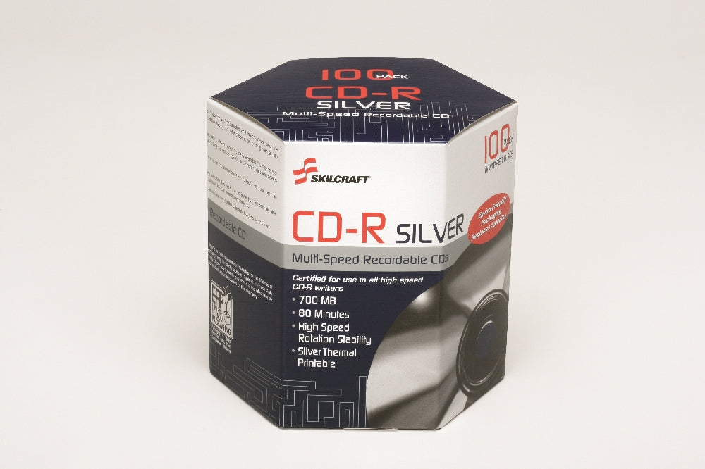 Image of SKILCRAFT® Thermal Printable CD-R Discs, 100/Package, Case of 5 Packages
