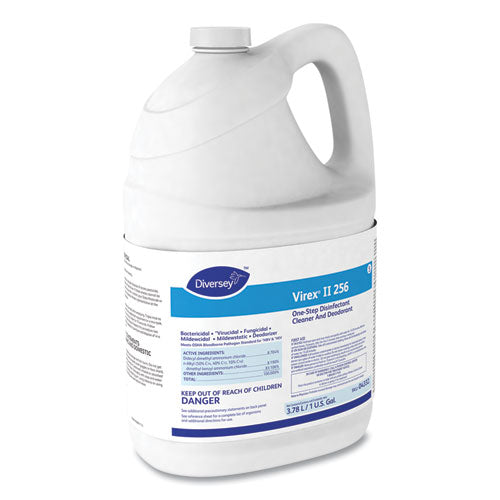 Image of Diversey 04332. Virex Ii 256 One-Step Disinfectant Cleaner Deodorant Mint, 1 Gal, 4 Bottles/ct