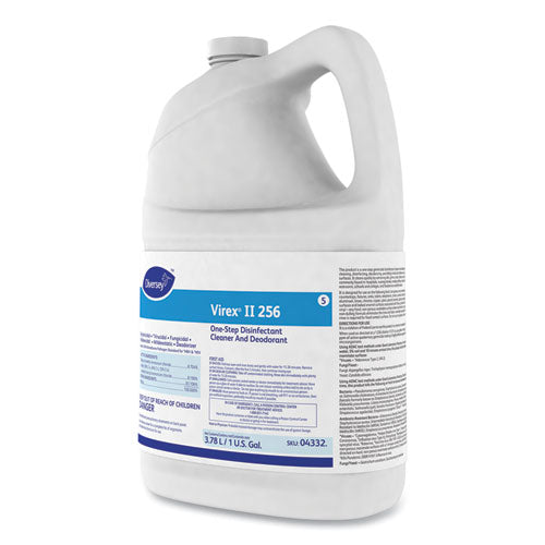 Image of Diversey 04332. Virex Ii 256 One-Step Disinfectant Cleaner Deodorant Mint, 1 Gal, 4 Bottles/ct