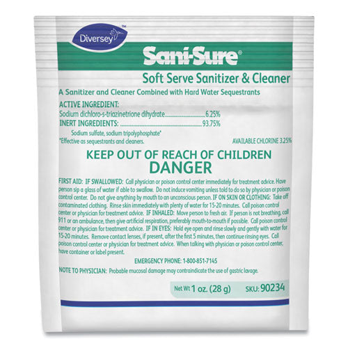 Image of Diversey Sani Sure Soft Serve Sanitizer And Cleaner, Powder, 1 Oz Packet, 100/carton