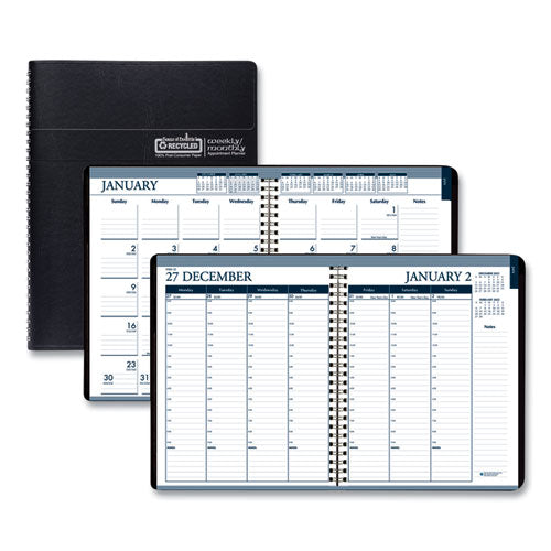 Image of House of Doolittle Recycled Wirebound Weekly/Monthly Planner, 11 x 8.5, Black Cover, 12-Month (Jan to Dec): 2026