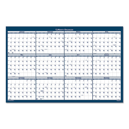Image of House of Doolittle 3961 Recycled Poster Style Reversible/Erasable Yearly Wall Calendar, 32 x 48, White/Blue/Gray Sheets, 12-Month (Jan to Dec): 2026