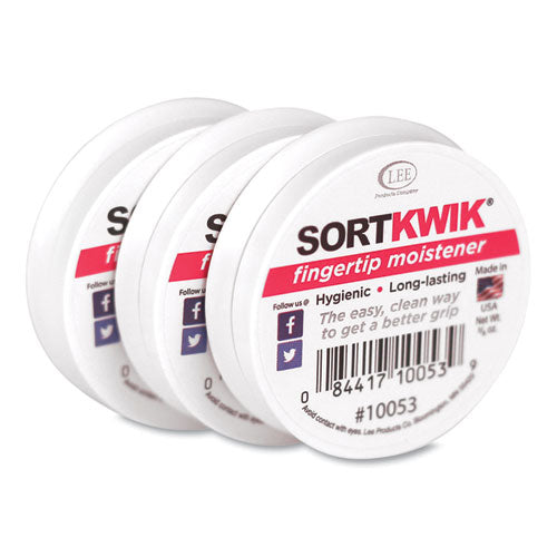 Image of LEE 10053 Sortkwik Fingertip Moisteners, 0.38 oz, Pink, 3/Pack
