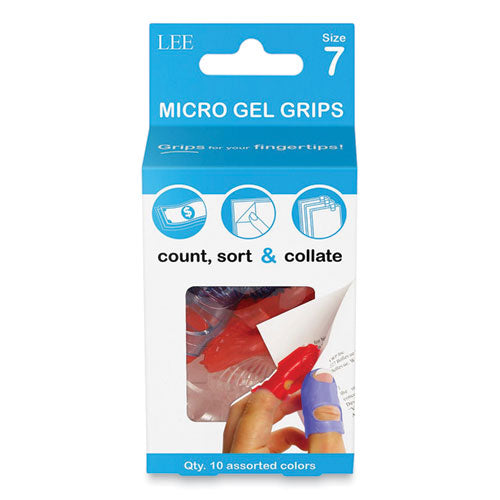 Image of LEE 61070 Tippi Micro-Gel Fingertip Grips, Size 7, Medium, Assorted, 10/pack