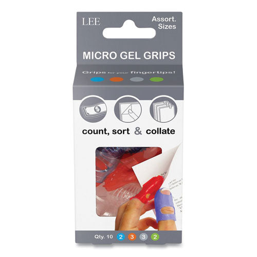 Image of LEE 61410 Tippi Micro-Gel Fingertip Grips, Assorted Sizes, 10/pack