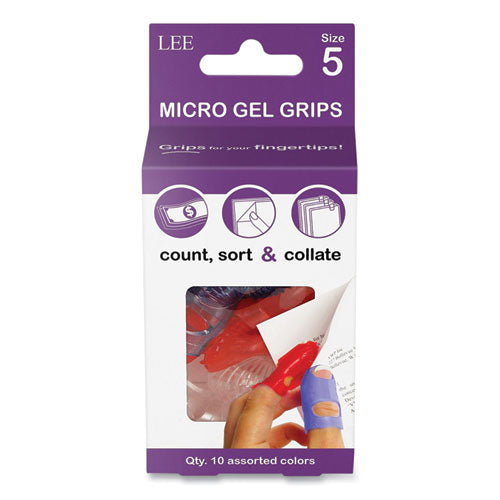 Image of LEE 61050 Tippi Micro-Gel Fingertip Grips, Size 5, Small, Assorted, 10/pack
