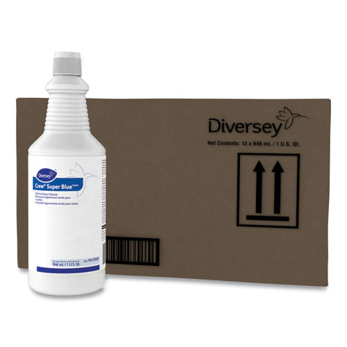 Image of Diversey 94476081 Crew Super Blue Mild Acid Bowl Cleaner, Citrus, 32 Oz Squeeze Bottle, 12/carton