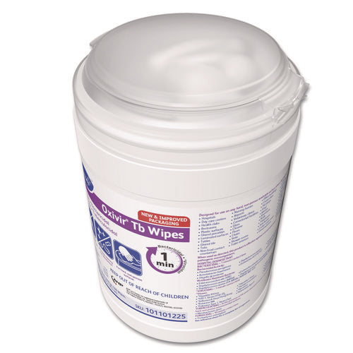 Image of Diversey 4599516 Oxivir TB Disinfectant Wipes, 7 x 6, White, 160/Canister, 12 Canisters/Carton