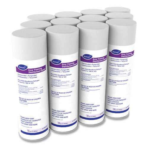 Image of Diversey 04531. Envy Foaming Disinfectant Cleaner, Lavender Scent, 19 Oz Aerosol Spray