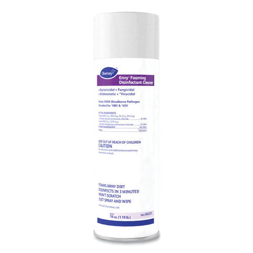 Image of Diversey 04531. Envy Foaming Disinfectant Cleaner, Lavender Scent, 19 Oz Aerosol Spray