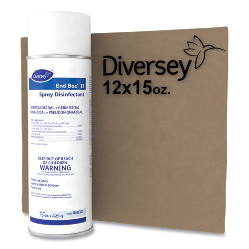 Image of Diversey 04832. End Bac Ii Spray Disinfectant, Fresh Scent, 15 Oz Aerosol Spray, 12/carton
