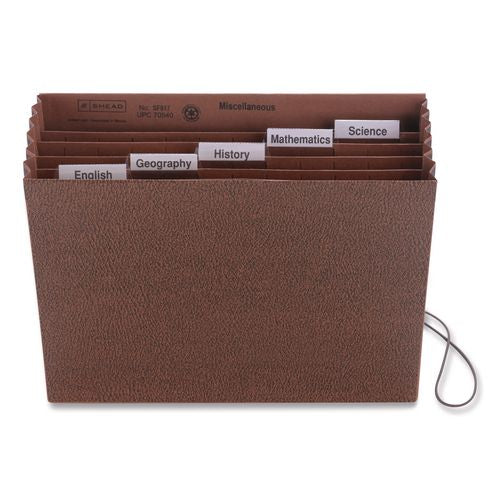 Image of Smead 70540 Six-Pocket Subject File with Insertable Tabs, 5.25" Expansion, 6 Sections, Elastic Cord, 1/5-Cut Tabs, Letter Size, Redrope