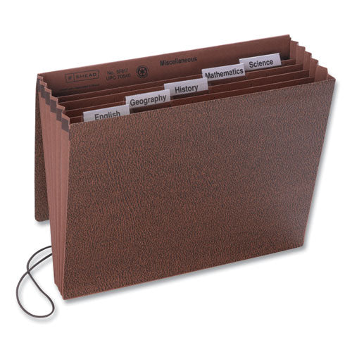 Image of Smead 70540 Six-Pocket Subject File with Insertable Tabs, 5.25" Expansion, 6 Sections, Elastic Cord, 1/5-Cut Tabs, Letter Size, Redrope