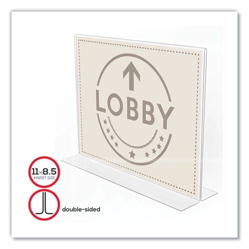 Image of deflecto® 879301 Anti-Glare Stand Up Double Sided Sign Holder, 8.5 X 11, Clear