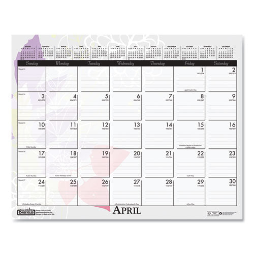Image of House of Doolittle Recycled Wild Flower Wall Calendar, Wild Flowers Artwork, 15 x 12, White/Multicolor Sheets, 12-Month (Jan to Dec): 2026
