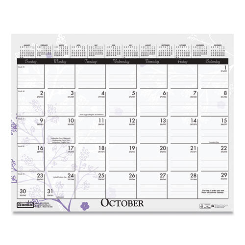 Image of House of Doolittle Recycled Wild Flower Wall Calendar, Wild Flowers Artwork, 15 x 12, White/Multicolor Sheets, 12-Month (Jan to Dec): 2026